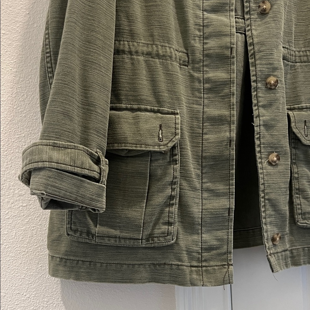Express Women's Olive Green Cargo Jacket with Front Flap Pockets